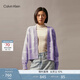 Calvin KleinJeans秋冬女士含羊毛混紡ck提花紐扣V領(lǐng)寬松針織開(kāi)衫J224774 PC1-鳳信紫 XS