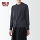無(wú)印良品（MUJI）女式羊毛可水洗高針距圓領(lǐng)開(kāi)衫針織毛衣針織衫外套秋冬 深灰色 M 160/84A