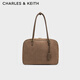 CHARLES&KEITH25冬新品大容量波士頓包保齡球包CK2-30671861-1 Mocha Brown摩卡棕 L