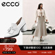 愛(ài)步（ECCO）高跟鞋女 優(yōu)雅流蘇深口牛皮粗跟正裝單鞋女  雕塑奢華222663 HL 亮白色22266301002 39