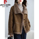 皮爾卡丹雙面穿羊剪絨大衣女2025冬裝新款羊毛時(shí)尚休閑海寧皮草羊羔毛短款 咖啡色 S 95-125斤