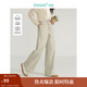 茵曼（INMAN）工裝褲2025春秋女裝新款抽繩松緊腰輕戶外闊腿長(zhǎng)褲子  淺豆綠 XL