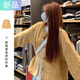 妃奧絨寬松黃色毛衣外套女2025新款秋冬季韓系慵懶風(fēng)針織開(kāi)衫高級感上衣 落日橘 M  【美式復古/毛茸茸/可愛(ài)毛衣】