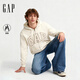 蓋璞（GAP）男女裝2025秋季新款LOGO仿羊羔絨寬松連帽衫衛衣美版789781 米色 M 美碼  L亞洲碼180/96A