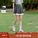 茵曼休閑灰色拼接百褶短裙2025夏季女裝新款顯瘦高腰a字半身裙 貴族灰 L
