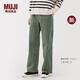 無印良品（MUJI）女式 彈力 燈芯絨 輕便直筒褲 褲子女款25年秋季新品女裝BE1Y5A5A 煙熏綠色 M (160/66A)