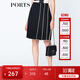 PORTS寶姿  新品商場(chǎng)同款女裝百搭撞色壓褶半身裙LN8S008KWB008 黑色 XS (2)