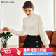 Olrain歐芮兒法式半高領(lǐng)蕾絲衫女春裝復古植絨打底上衣 杏色 L