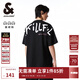 杰克·瓊斯（JACK&JONES）25年男裝春夏重磅純棉寬松休閑多色短袖T恤男小眾個(gè)性上衣情侶款 E40黑色 XL