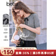 百圖betu女裝2025春夏新款毛針織衫蝴蝶結綁帶短袖針織衫女2502T06 灰色 L