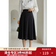 獨束大碼女裝半身裙女新款韓版百褶裙遮肉顯瘦高腰a字裙 黑色 L