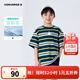 Converse 匡威童裝男女童純棉短袖T恤夏季新款兒童橫條紋短T上衣 龍鱗綠 160 /80 【建議身高158-170cm】
