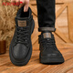 奧康（Aokang）馬丁靴男士秋冬戶(hù)外工裝增高耐磨靴子 墨玉黑    44   
