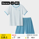 蕉內（Bananain）棉棉511S男女童睡衣條紋短袖短褲家居服套裝透氣速干柔軟親膚夏季 楓藍 150