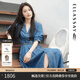 歌力思（ELLASSAY）25春夏新款100%萊賽爾丹寧風(fēng)復古牛仔襯衫連衣裙女EWB362N00700 牛仔藍 M