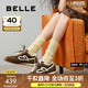 百麗（Belle）流心糖復(fù)古撞色阿甘鞋女2025秋新商場(chǎng)款運(yùn)動(dòng)風(fēng)休閑鞋E7H1DCM5預(yù)售 棕色 3.5CM增高 37