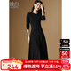 晚白【新品】【升級提腰線(xiàn)更顯瘦遮肉】2025秋款搭配神裙打底連衣裙 黑色 L