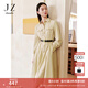 玖姿·安娜蔻【知性衣櫥】赫本風(fēng)壓褶腰帶X型連衣裙女2024春款 杏色 XL