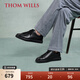 THOM WILLS板鞋男夏季真皮皮鞋男英倫運動黑色休閑鞋低幫小黑鞋 黑色G015-1 42 /8碼