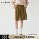 謎底條紋直筒褲女2025春新款復(fù)古風(fēng)特色寬松廓形五分褲255MK3012 土咖條 XL