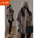 紅蜻蜓毛衣女外穿秋冬季2025年加厚慵懶女裝上衣中長(cháng)款開(kāi)叉女士針織衫 卡其色 均碼 推薦80-130斤
