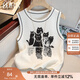 絲柏舍圓領(lǐng)背心2025夏裝新款女裝時(shí)尚通勤撞色卡通圖案上衣