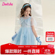 笛莎童裝女童連衣裙2025夏季中大童甜美小斗篷禮服 水晶藍 150