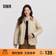 森馬（Semir）棉服女冬季中長(cháng)款輕薄寬松拼接燈芯絨翻領(lǐng)插肩袖棉衣101724112007