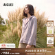 AIGLE艾高抓絨衣戶(hù)外經(jīng)典時(shí)尚保暖上衣防風(fēng)舒適連帽外套女士 灰紫色 BE035 40