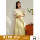 獨束大碼女裝【雙色可選】法式茶歇娃娃領(lǐng)連衣裙女夏裝微胖mm裙子 檸檬黃 M （尺碼：1） 拍前和客服確認尺碼