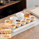 金鑲玉功夫茶具套裝 羊脂玉瓷家用陶瓷白瓷帶茶盤(pán)蓋碗旅行茶具送禮套裝 遠山描金羊脂玉瓷套裝