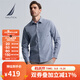 諾帝卡（NAUTICA）【單件直降】男裝春夏新款純棉親膚舒適格紋長(cháng)袖襯衫男WO4101 藏青4NV M