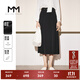 麥檬MM商場同款2023年新款秋黑色高腰壓褶顯瘦半身裙女5E7241461 黑色 S