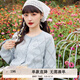 紫涵（ZIHAN）紫涵鏤空菱格針織開衫女春季清新文藝小個(gè)子短毛衣外套 風(fēng)鈴花藍(lán)-1 S