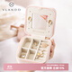 VLANDO2025新款首飾盒耳環(huán)耳釘戒指手飾品收納盒小巧便攜高級生日禮物 水粉色珠光荔枝紋