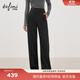 伊芙麗（eifini）蔣欣代言百搭舒適針織面料松緊腰直筒長(zhǎng)褲冬季新款休閑褲衛(wèi)褲 深灰 厚絨款 M