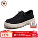駱駝布鞋男輕盈軟彈舒適透氣厚底休閑布鞋男士P14S046003黑色42