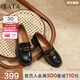 他她（TATA）女鞋2025秋商場(chǎng)同款時(shí)尚百搭女樂(lè )福鞋新款圓頭鞋WCNA6CA5 黑色（寬版） 36