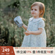 OAK FAMILY夏季新品女童短袖連衣裙法式泡泡袖全棉府綢寶寶裙子 鈴蘭月光 90 cm