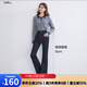 百圖betu女裝2025秋季新款牛仔微喇褲高腰顯瘦防褪色褲子女2508T78 深牛仔藍 L