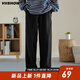 viishow復古日系cityboy直筒褲子男生新款簡(jiǎn)約休閑潮流百搭寬松闊腿褲 黑色 XL