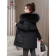 AEMAPE內膽可拆卸派克服女棉服中長(cháng)款冬季外套加厚韓版寬松棉衣毛領(lǐng)棉襖 黑色 XL -115-125斤