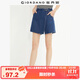 佐丹奴牛仔裙褲女夏季時髦洗水斜搭片中腰牛仔短褲女13405303