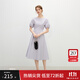 范思藍恩韓系休閑泡泡袖連衣裙女夏季2025新款松緊收腰A字裙2383 柔霧紫 L