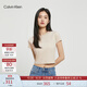 Calvin Klein Jeans夏季女士休閑ck印花百搭圓領(lǐng)辣妹短款正肩短袖T恤J221172 ACI-淺卡其色 M