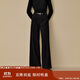 茵曼復古分割毛呢闊腿褲2025冬季女裝新款休閑黑色長(cháng)褲 黑色 26