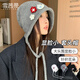 雪茜曼韓系ins花朵針織帽子女2025新款秋冬小眾顯臉小大頭圍黑色套頭帽
