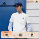 adidas情侶休閑純棉上衣圓領(lǐng)短袖T恤男女夏季阿迪達斯官方輕運動(dòng) 米白 2XL