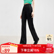 秋水伊人修身顯瘦春秋新款高腰舒適簡(jiǎn)約通勤百搭褲子女 黑色 M