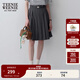 Teenie Weenie小熊女裝春夏休閑時(shí)尚高腰百褶半身裙可拆卸腰帶短裙 深灰色 S (160)